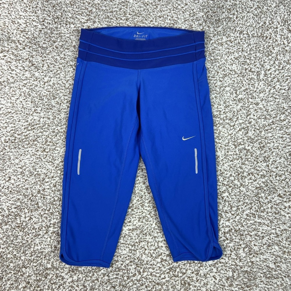 Nike Pants Womens XS Blue Capri Leggings Dri Fit Running Gym Yoga Workout Sport‎